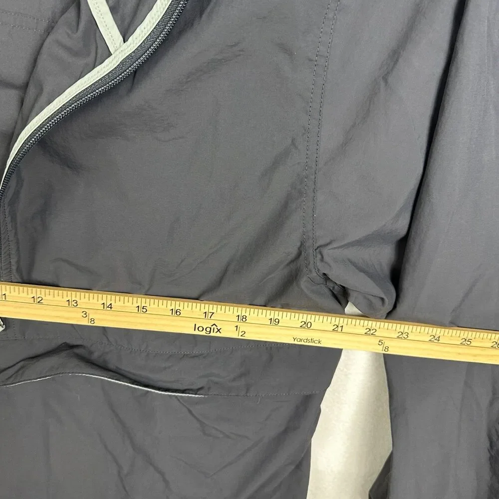 LL BEAN Mens L Tall Gray Anorak Half Zip Hooded Windbreaker Outdoor Gorpcore